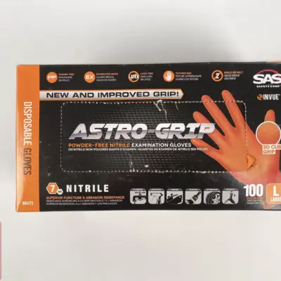 SAS Astro-Grip Powder-Free Nitrile Exam Grade Disposable Orange Gloves 7 mil