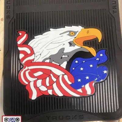 MC Mudflaps rugged durable mud flaps with American flag theme.