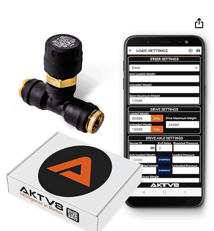 HQ AKTV8 ONBoard Scale, PressureTech Wireless APP, is more than just Tire Pressure Monitoring System - TPMS. It weighs the truck and trailer like at a scale.