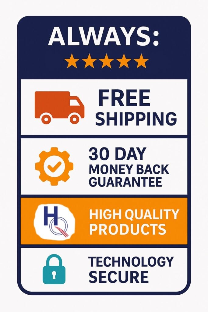 HQ truck parts Free Shipping, 30 day money back guarantee, high quality products, technology secure Badge.