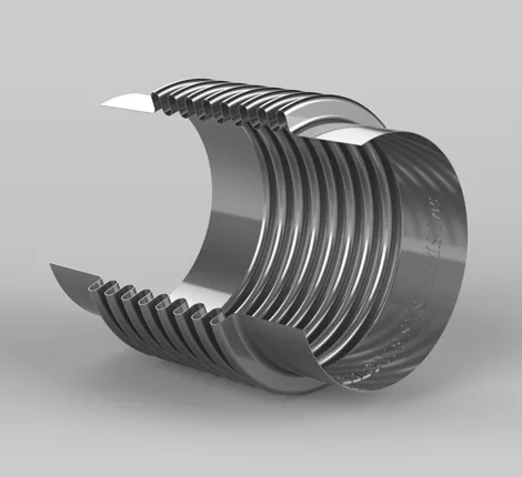 Cutaway view of corrugated metal hose showing flexible inner profile for vibration absorption and pressure applications. This Image from US Bellows catalog.