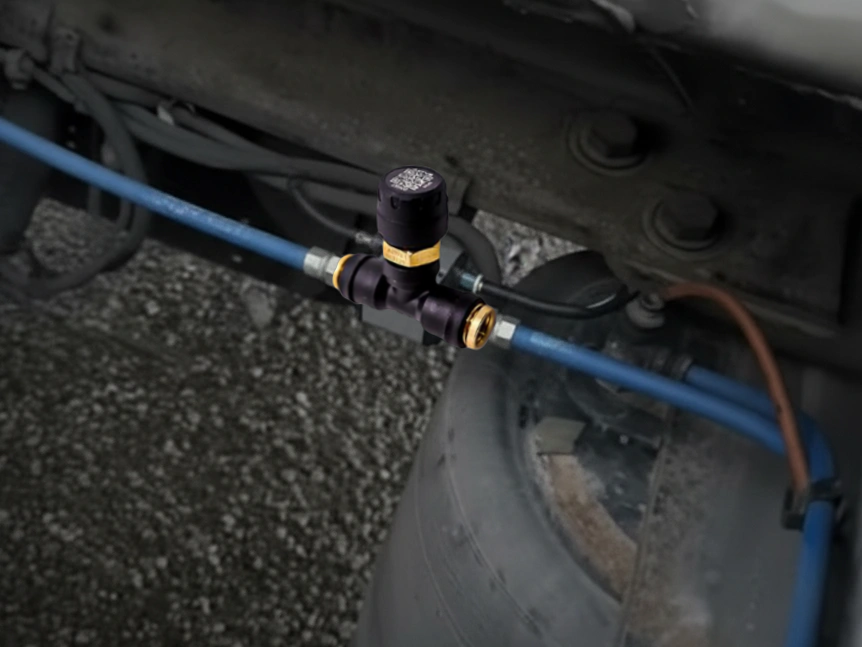 HQ OnBoard Scale device mounted inline on a truck.